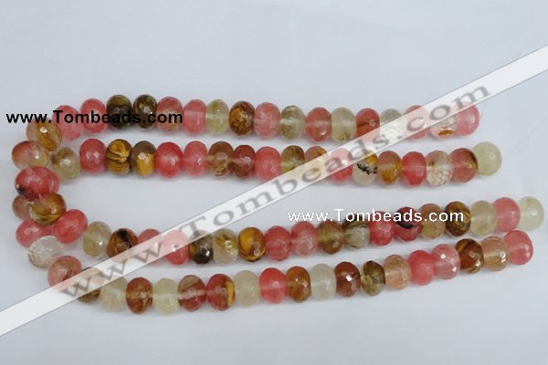 CCY208 15.5 inches 12*16mm faceted rondelle volcano cherry quartz beads