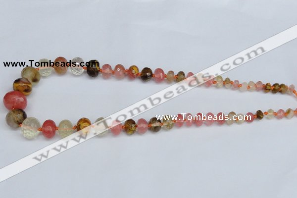 CCY209 4*8mm - 13*18mm faceted rondelle volcano cherry quartz beads