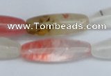 CCY212 15.5 inches 10*30mm rice volcano cherry quartz beads