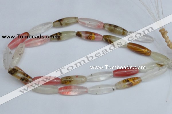 CCY212 15.5 inches 10*30mm rice volcano cherry quartz beads