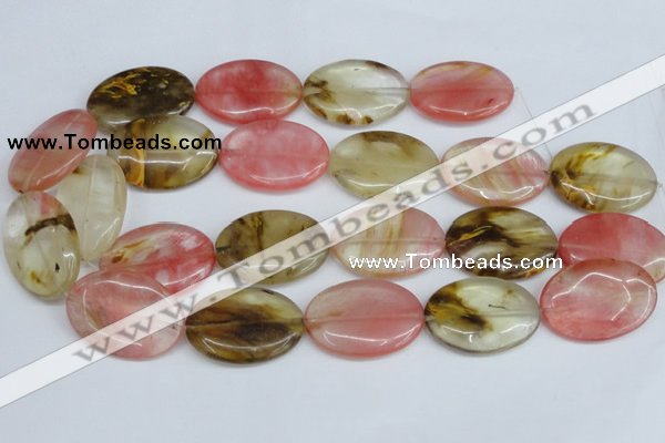 CCY221 15.5 inches 25*35mm oval volcano cherry quartz beads