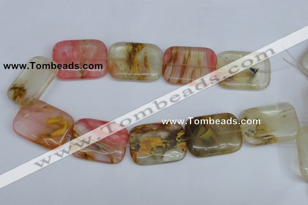 CCY223 15.5 inches 30*40mm rectangle volcano cherry quartz beads