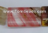 CCY224 15.5 inches 24*40mm flat tube volcano cherry quartz beads