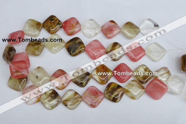 CCY225 15.5 inches 20*20mm diamond volcano cherry quartz beads