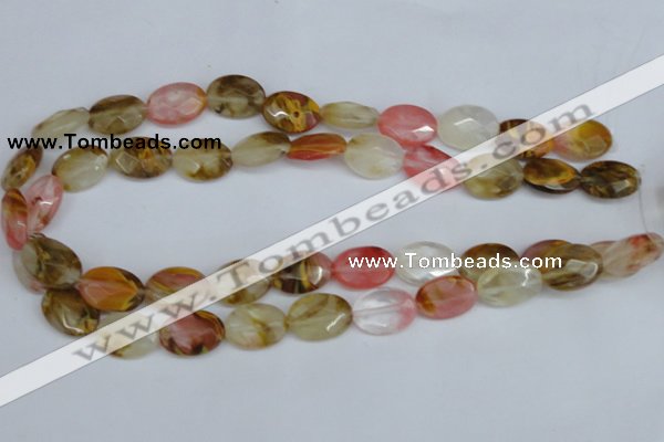 CCY230 15.5 inches 13*18mm faceted oval volcano cherry quartz beads