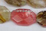 CCY231 15.5 inches 20*30mm faceted octagonal volcano cherry quartz beads