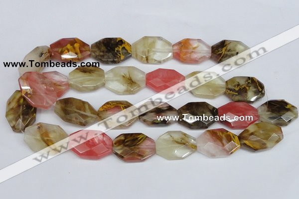 CCY231 15.5 inches 20*30mm faceted octagonal volcano cherry quartz beads