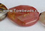 CCY233 25*35mm twisted & faceted oval volcano cherry quartz beads