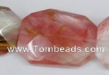 CCY234 30*40mm twisted & faceted rectangle volcano cherry quartz beads