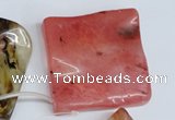 CCY236 Top-drilled 50*50mm wavy diamond volcano cherry quartz beads