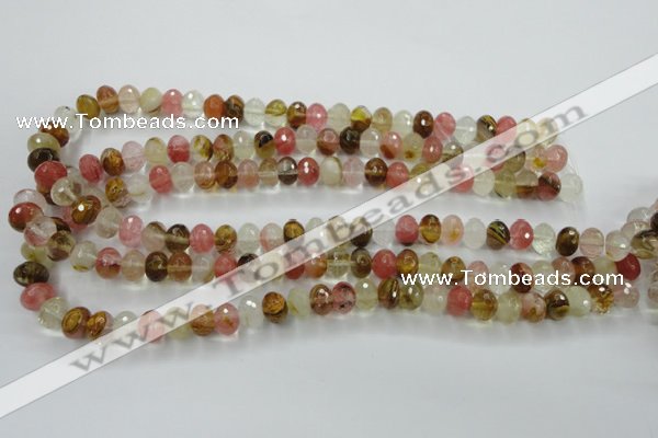 CCY402 15.5 inches 7*10mm faceted rondelle volcano cherry quartz beads