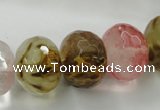 CCY406 15.5 inches 15*20mm faceted rondelle volcano cherry quartz beads