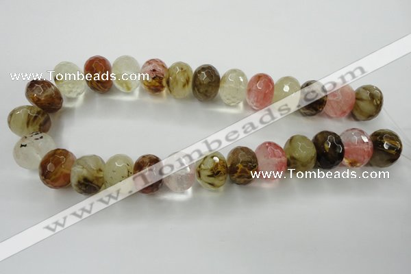 CCY406 15.5 inches 15*20mm faceted rondelle volcano cherry quartz beads