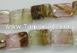 CCY430 15.5 inches 10*14mm faceted rectangle volcano cherry quartz beads