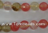 CCY503 15.5 inches 10mm faceted round volcano cherry quartz beads