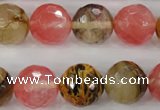 CCY506 15.5 inches 16mm faceted round volcano cherry quartz beads
