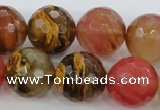 CCY508 15.5 inches 20mm faceted round volcano cherry quartz beads