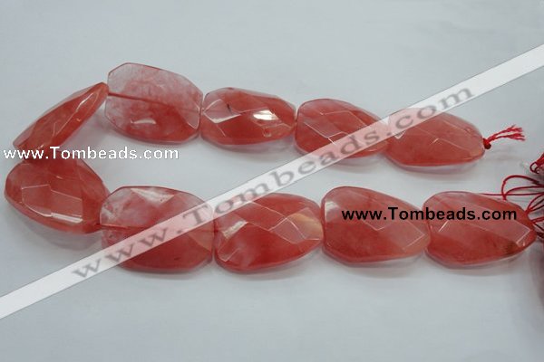 CCY55 15.5 inches 30*40mm twisted & faceted rectangle cherry quartz beads