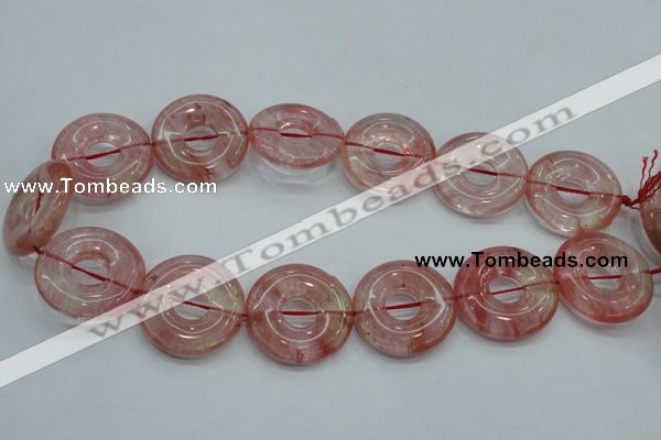 CCY56 15.5 inches 30mm donut cherry quartz beads wholesale