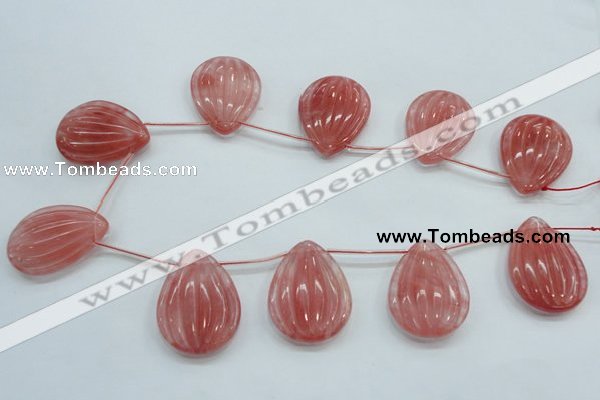 CCY57 30*40mm top-drilled teardrop cherry quartz beads wholesale