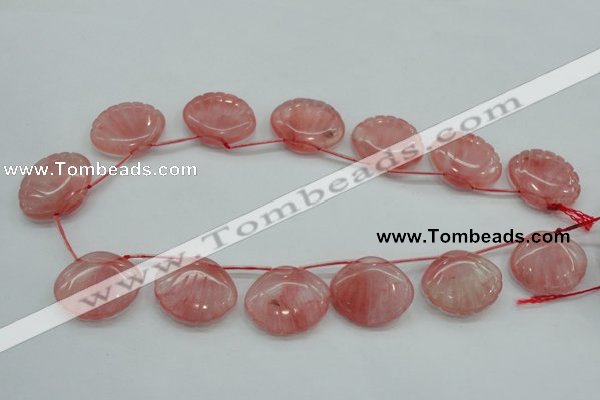 CCY58 25*30mm top-drilled conch cherry quartz beads wholesale