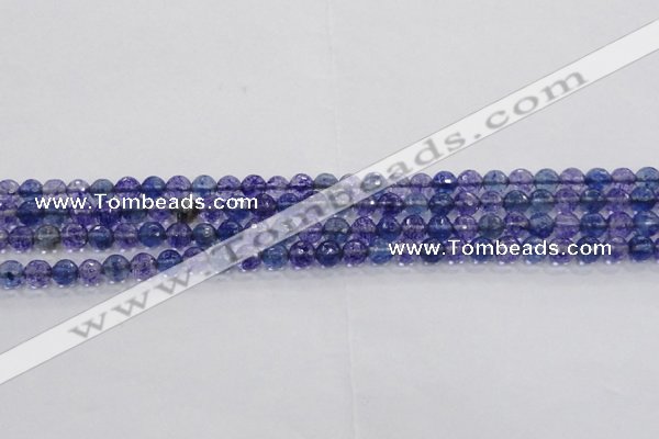 CCY601 15.5 inches 6mm faceted round blue cherry quartz beads