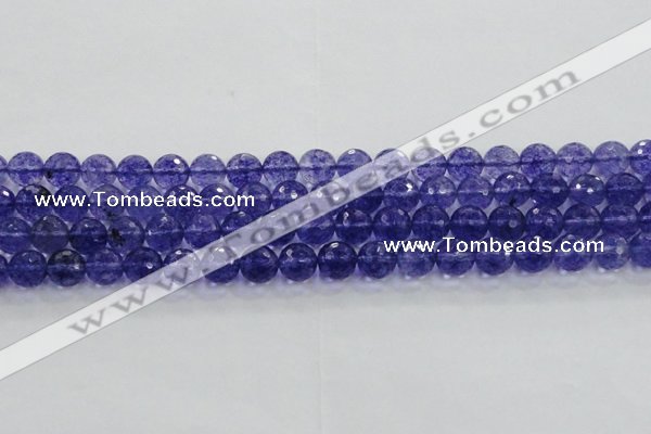 CCY603 15.5 inches 10mm faceted round blue cherry quartz beads