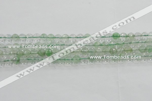 CCY612 15.5 inches 8mm faceted round green cherry quartz beads