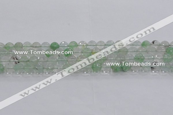 CCY613 15.5 inches 10mm faceted round green cherry quartz beads