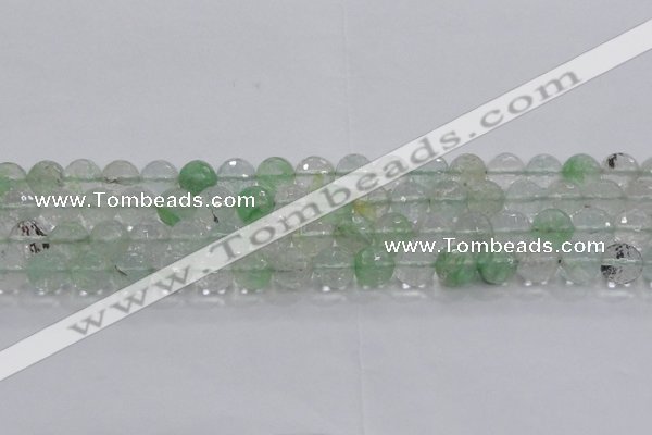 CCY614 15.5 inches 12mm faceted round green cherry quartz beads