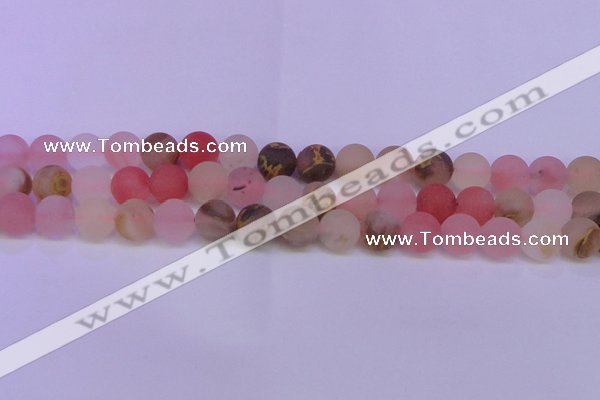 CCY620 15.5 inches 4mm round matte volcano cherry quartz beads