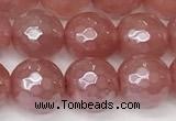 CCY666 15 inches 8mm faceted round AB-color cherry quartz beads