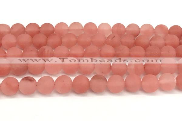 CCY674 15 inches 12mm round matte cherry quartz beads