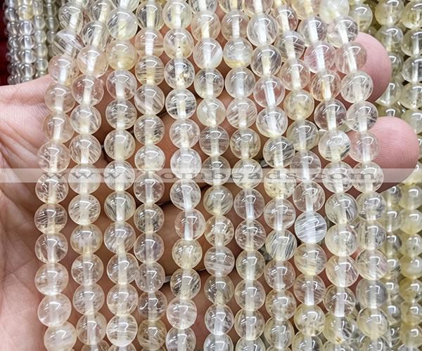 CCY701 15 inches 6mm round yellow watermelon beads