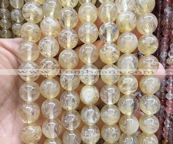 CCY704 15 inches 12mm round yellow watermelon beads