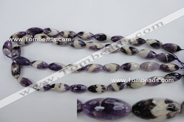 CDA28 15.5 inches 10*20mm faceted rice dogtooth amethyst beads