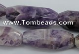 CDA30 15.5 inches 15*38mm – 16*40mm faceted rice dogtooth amethyst beads