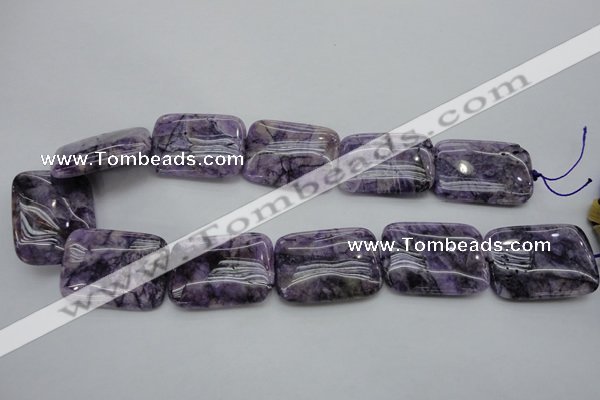 CDA312 15.5 inches 25*35mm rectangle dyed dogtooth amethyst beads