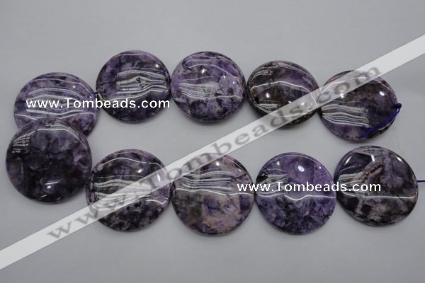 CDA318 15.5 inches 40mm flat round dyed dogtooth amethyst beads