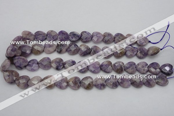 CDA325 15.5 inches 16*16mm faceted heart dyed dogtooth amethyst beads