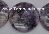 CDA328 15.5 inches 32mm faceted coin dyed dogtooth amethyst beads