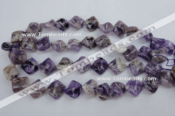 CDA39 15.5 inches 16*16mm twisted diamond dogtooth amethyst beads