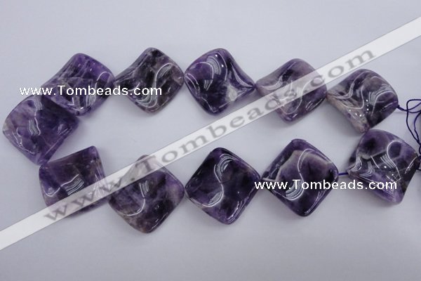 CDA41 15.5 inches 30*30mm twisted diamond dogtooth amethyst beads