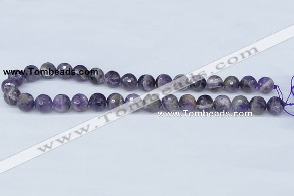 CDA61 15.5 inches 12mm faceted round dogtooth amethyst beads