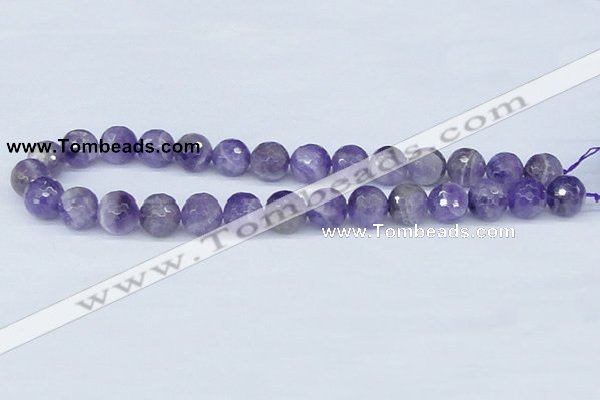 CDA62 15.5 inches 14mm faceted round dogtooth amethyst beads