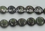 CDB205 15.5 inches 10mm flat round natural dragon blood jasper beads