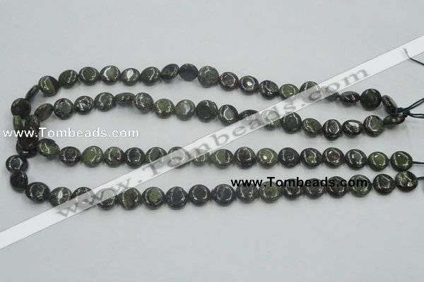 CDB205 15.5 inches 10mm flat round natural dragon blood jasper beads