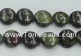 CDB206 15.5 inches 12mm flat round natural dragon blood jasper beads