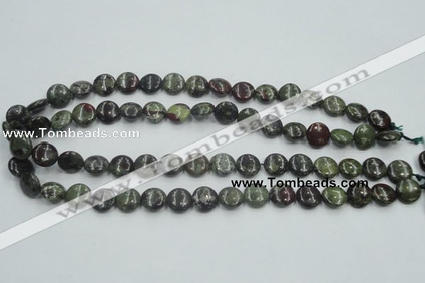 CDB206 15.5 inches 12mm flat round natural dragon blood jasper beads