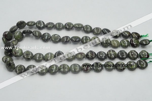 CDB207 15.5 inches 14mm flat round natural dragon blood jasper beads